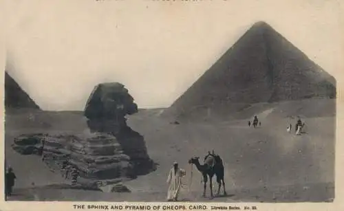 Egypt Cairo the Sphinx and Pyramid of Kheops camel riders types and scenes