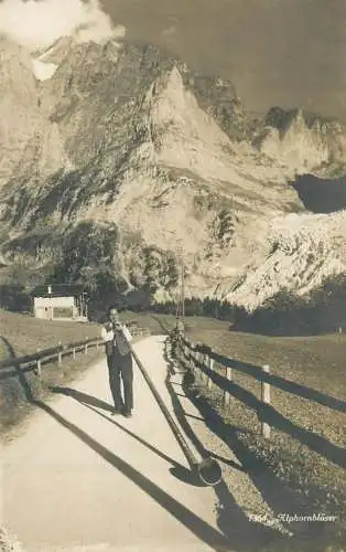 Switzerland Alphornblaser ethinc types and scenes folklore mountain view