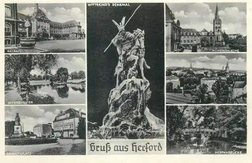 Germany Gruss aus Herford Wittekind's Denkmal multi view