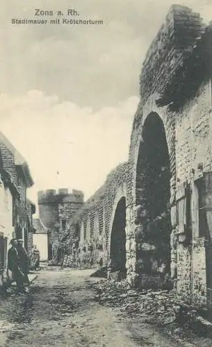 Postcard Germany Zons a Rhein stadtmauer mit Krotchortum