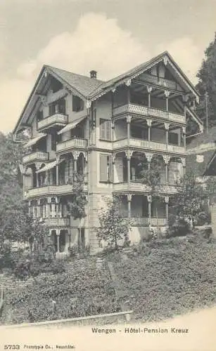 Postcard Germany Wengen Hotel Pension Kreuz