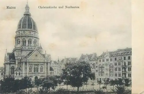 Postcard Germany Mainz Christuskirche und Neubauten