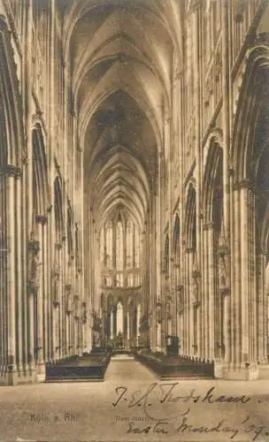 Postcard Germany Koln am Rhein dom inneres