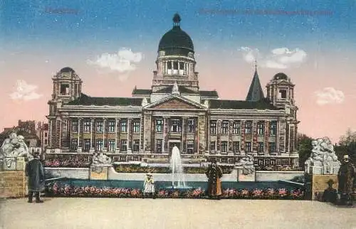 Postcard Germany Hamburg palace and fountain
