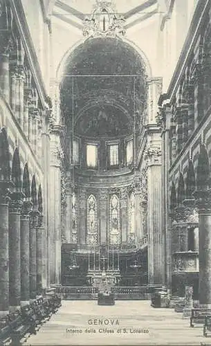 Postcard Italy Genova interno della chiesa di S. Lorenzo