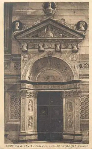 Postcard Italy Certoza di Pavia porta della stanza del Lavabo