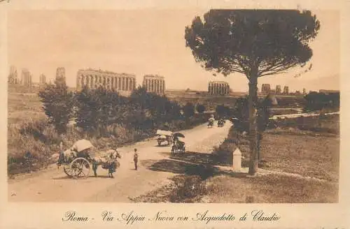 Postcard Italy Roma (Rome) Via Appia Nuova con Acquedutto di Claudio