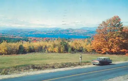 Postcard USA NH Lake Waukewan from Parade Road Meredith