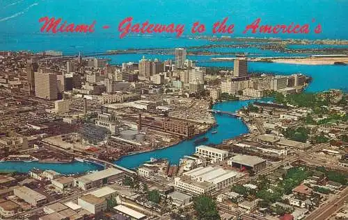 Postcard USA FL Miami Magic city Biscayne Bay