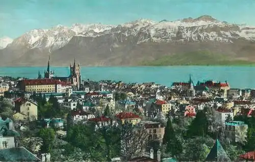 cpsm Switzerland Lausanne panorama and the alps