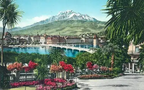 cpsm Switzerland Luzern Garten des Hotels