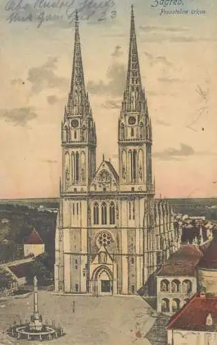 postcard Croatia Zagreb Prvostolna erkva