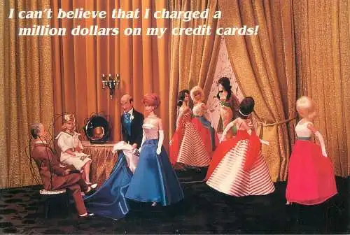 Comic postcard USA nostalgic Barbie 1996