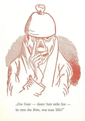 Comic postcard Germany smart man with hat