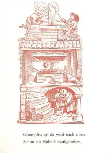 Comic postcard Germany cooking scene and house interior