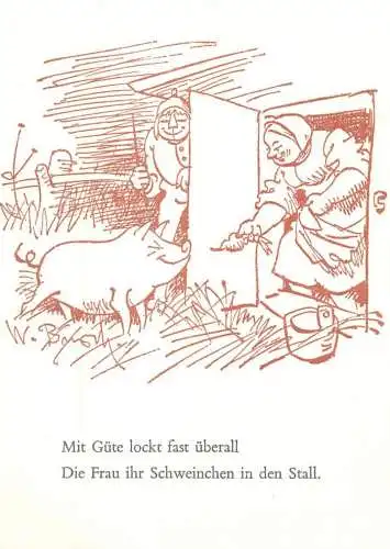 Comic postcard Germany etch sketch Mitt Gute lockt piglet