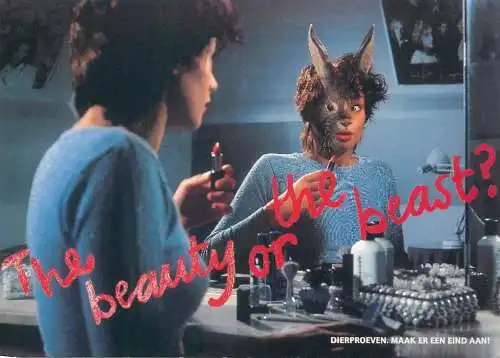 Advertising postcard Netherlands the beauty of the beast Dierproeven
