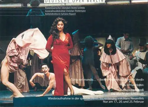 Advertising postcard Germany Deutsche Oper Berlin 2001 Giuseppe Verdi