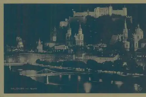 Postcard Austria > Salzburg bei nacht
