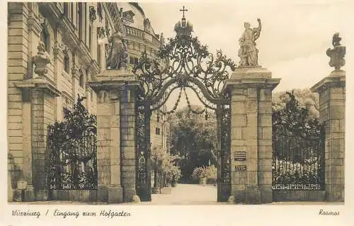 Postcard Germany Wurzburg Eingang zum Hofgarten