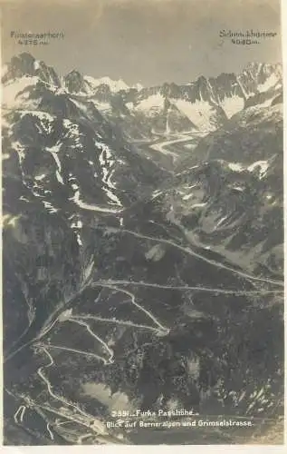 Switzerland Furka Passhohe Blick auf Berneralpen und Grimselstrasse