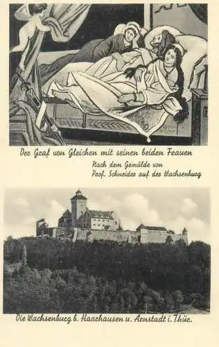 Germany Die Graf von Gleichen mit seinen Frauen Gemalde von Prof. Schneider & Der Wachsenburg Schloss