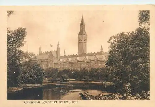 Denmark Copenhagen Town Hall seen from Tivoli park