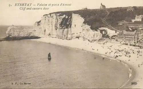 France Etretat cliff and eastern door beach view