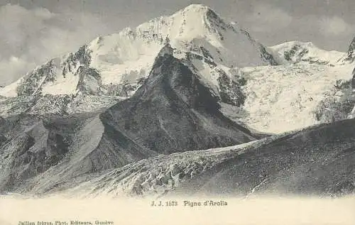 Switzerland Pigne d'Arolla snow-capped mountain detail view