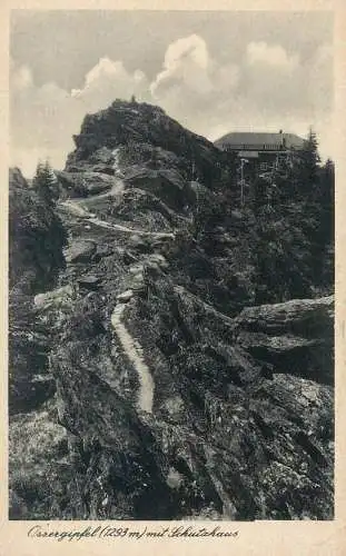 Postcard Germany Ossergipfel und Schutzhaus