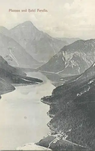 Postcard Germany Plansee und Hotel Forelle aerial