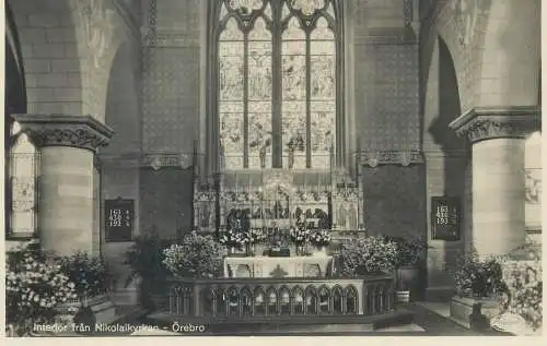 Postcard Sweden interior fran Nikolaikyrkan Orebro