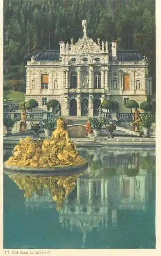 Postcard Germany Schloss Linderhoff fountain