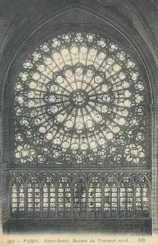 Postcard France Paris > Notre Dame de Paris Rosace du Transept nord