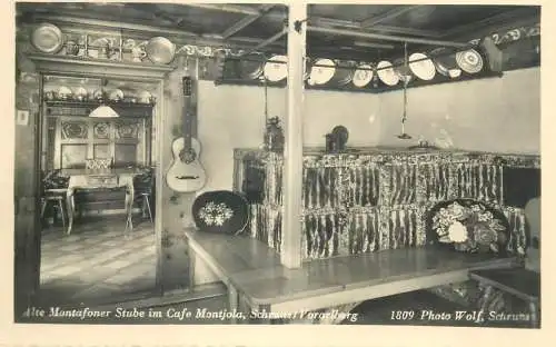 Postcard Austria Alte Montafoner Stube im Cafe Montjola Schruns Voralberg