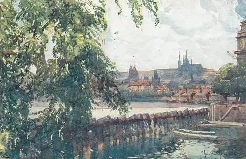 Czech Republic Prague Hradcany Mala Strana signed painting