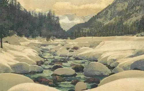 picturesque natural landscape frozen water stream illustration