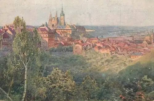 Czech Republic Prague view of Strahov and Hradcany