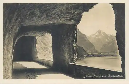 Postcard Switzerland Axenstrasse mit Bristenstock