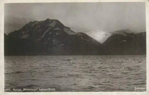 Norway Lyngenfjord midnight sun view
