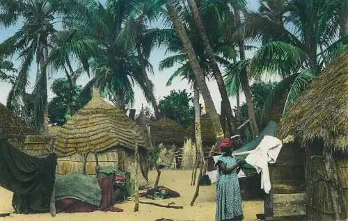 Senegal ethnic types and scenes typical costumes indigenous huts