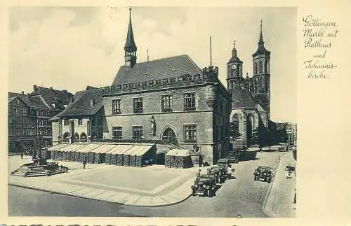 Germany Gottingen Markt mit Rathaus und Johanniskirche