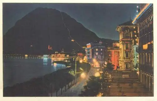 Switzerland Lugano col Monte S. Salvatore nocturnal view