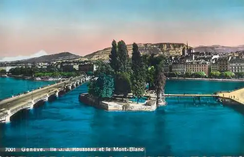 Switzerland Geneve Ile J.J Rousseau et le Mont-Blanc