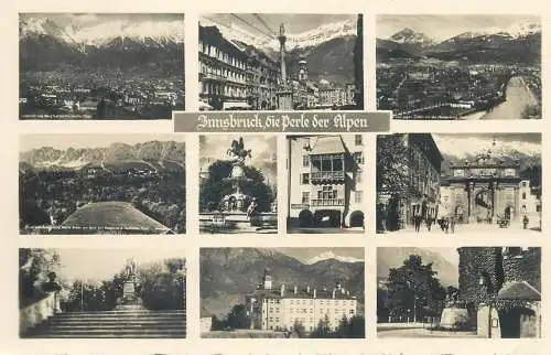 Postcard Austria Inssbruck die Perle der Alpen