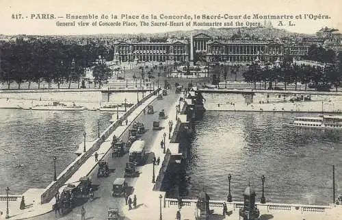 Postcard France Paris place de la Concorde le Sacre Coeur de Montmartre