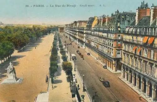 Postcard France Paris la rue de Rivoli panorama
