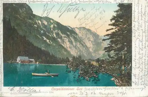 Postcard Austria Leopoldsteinersee lake rowboat