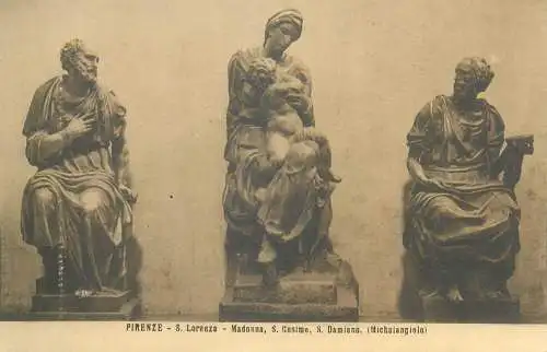 Postcard Italy > Toscana > Firenze (Florence) S Lorenzo Madonna S Cosimo S Damiano Michelangelo statues