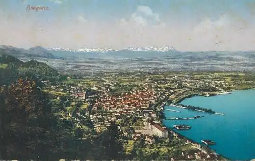 Postcard Austria Bregenz coast aerial
